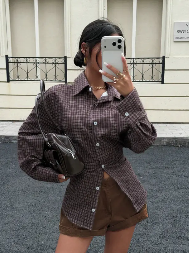 Blusa Larga de Cuadros 