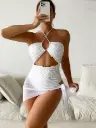 Traje de Baño Completo 2PCS Blanco con Pareo 