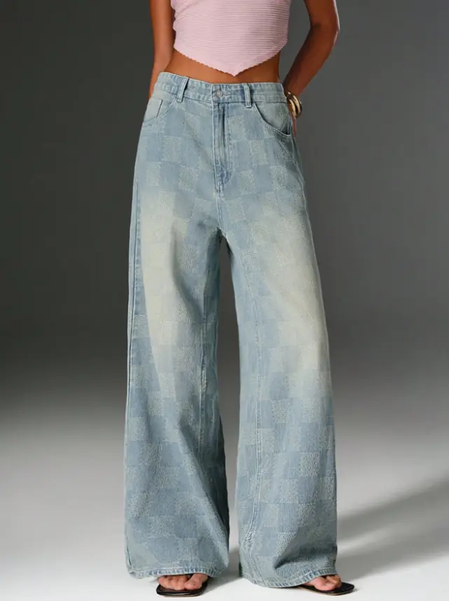 pantalon demin cuadros