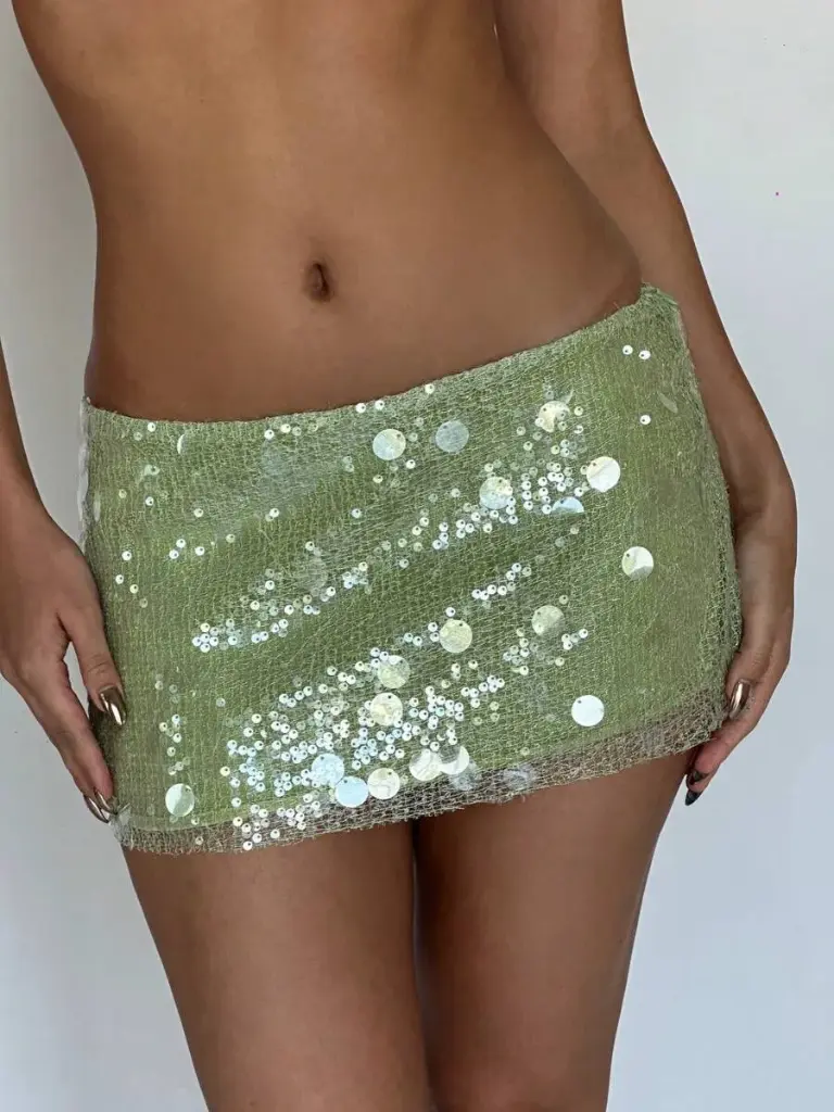 Falda Verde de Lentejuelas