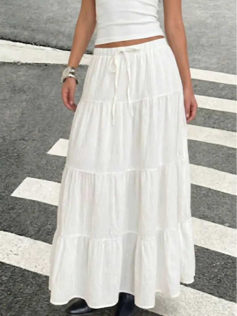 Falda Blanca Larga