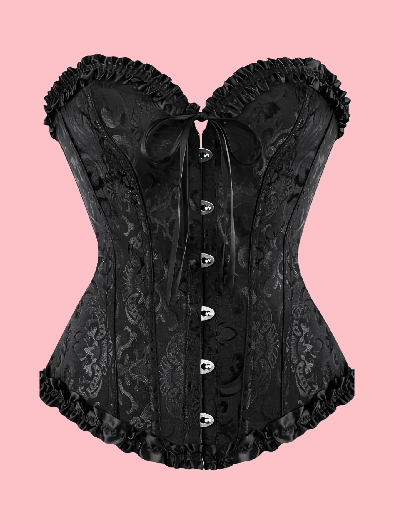 Corset Negro con Diseño Jacquard