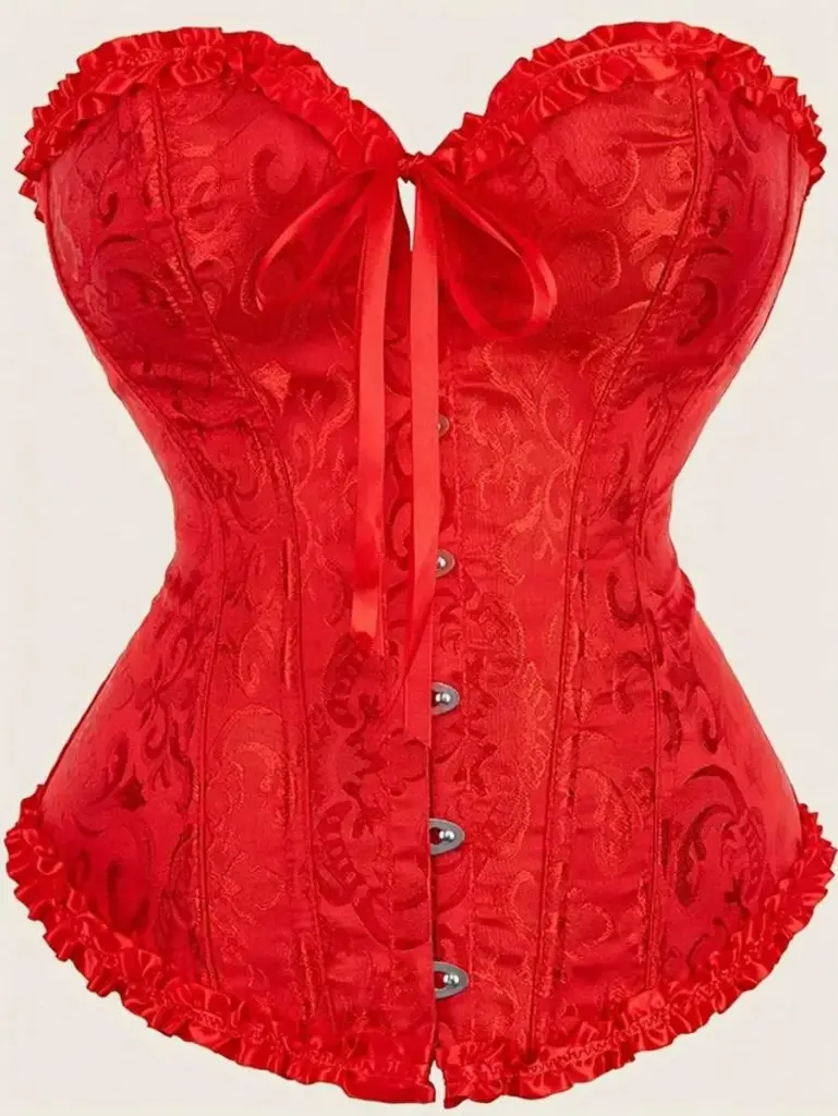 Corset Rojo con Diseño Jacquard