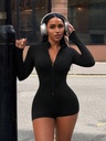 Mono Entallado Negro con Cremallera Delantera