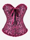 Corset Violeta Rojizo de Jacquard con Volantes