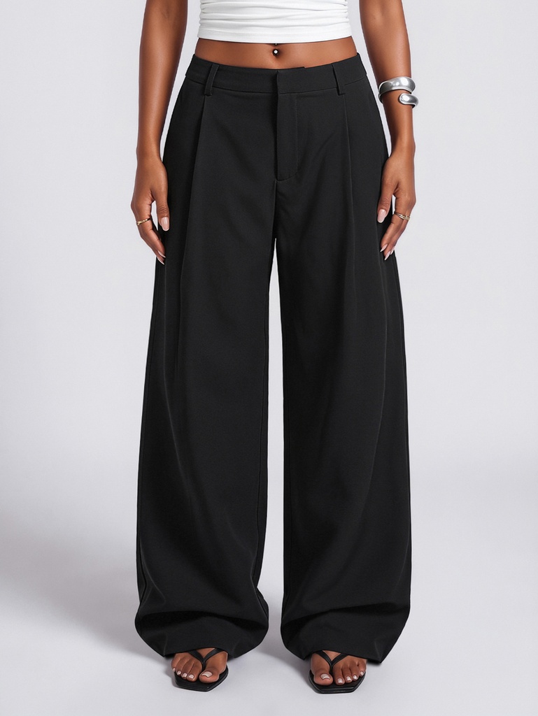 Pantalón Negro de Pierna Ancha