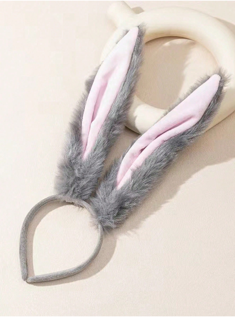 Diadema Gris de Orejas de Conejo