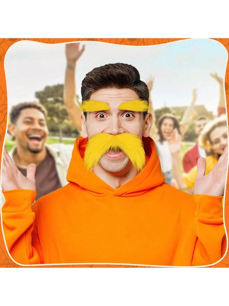 Set de Cejas y Bigote Amarillos Postizos