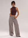 Pantalón Ancho de Cuadros Café