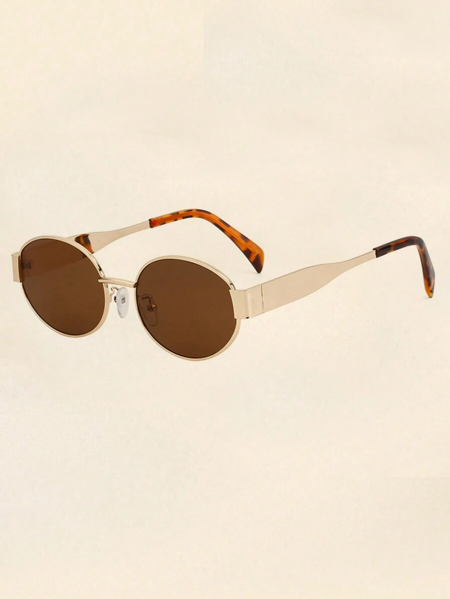 Lentes Ovalados con Marco Dorado
