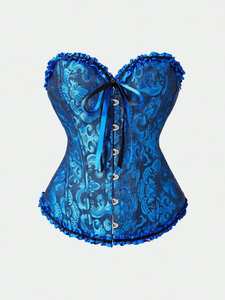 Top Corset Azul  con Encaje 