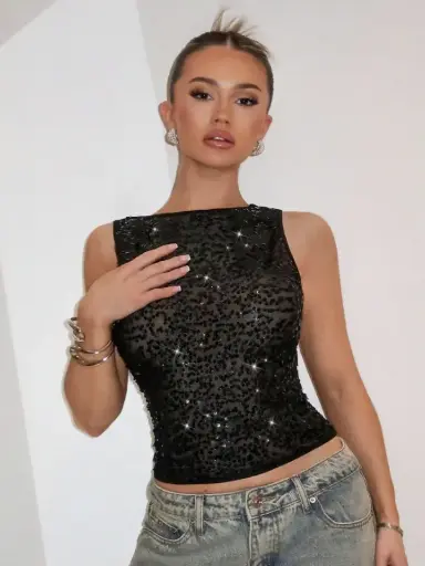 Blusa Negra de Brillos