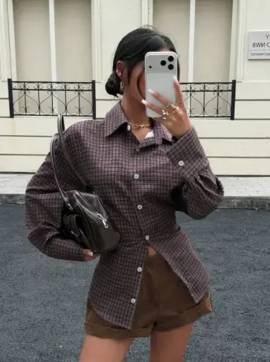 Blusa Larga de Cuadros