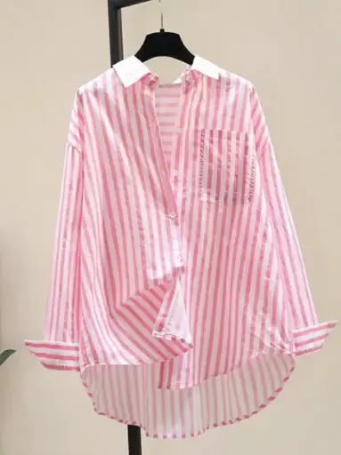 [sz2408184288250531 SHEIN] Camisa Oversize Lineas