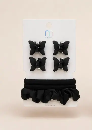 [M MELODY PINZA LIGA SCRUNCHIE] Set Ligas Scrunchie y Broche 