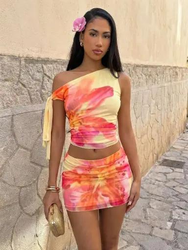 [sz251219183723478141063 shein] Conjunto Estampado de Falda