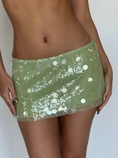 Falda Verde de Lentejuelas