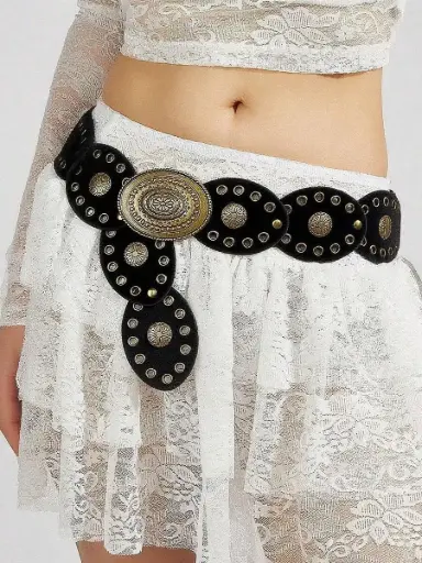 [sc25041724482287023 shein] Cinturon Bohemio Negro
