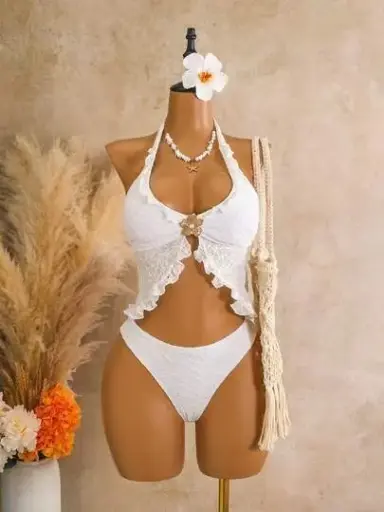 [sz260415160966423897235 shein] Tankini 2PCS Blanco