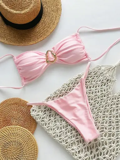 [sz25011337667457885 shein] Bikini 2PCS Rosa