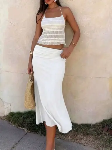 Falda Midi Blanco