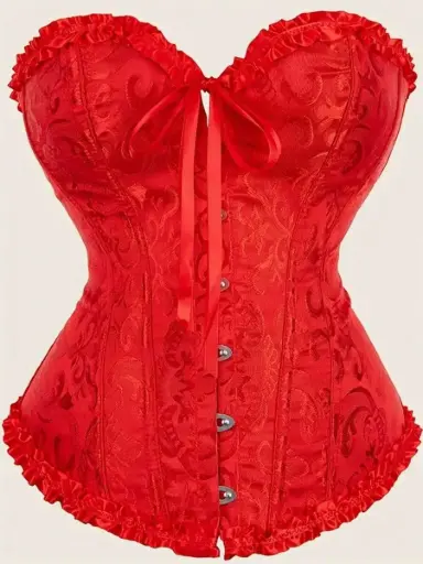 [si2403082154857088] Corset Rojo con Diseño Jacquard