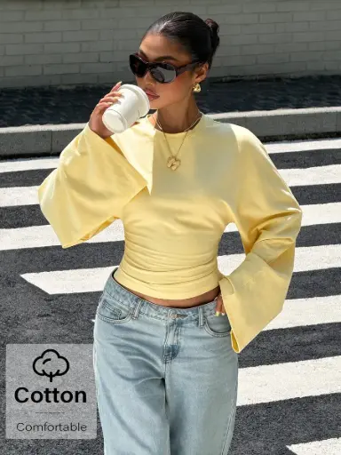 [sz260618184080718583160] Top Amarillo con Mangas Murciélago