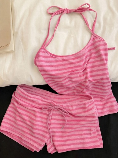 [sz260727201349977283918] Conjunto 2PCS Rosa de Rayas