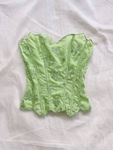 [sz25061858506943804] Top Corset Verde con Bordado Floral