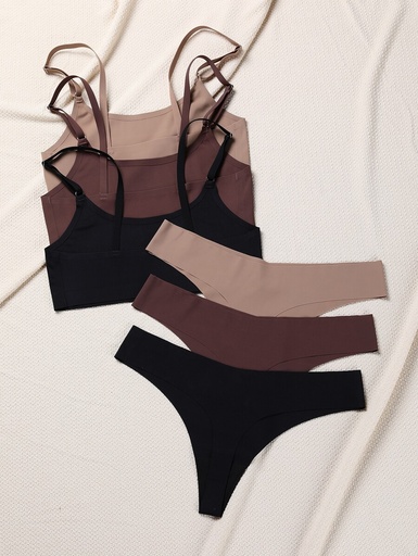 Conjunto de 2 Piezas de Brasier y Tanga Sin Costuras