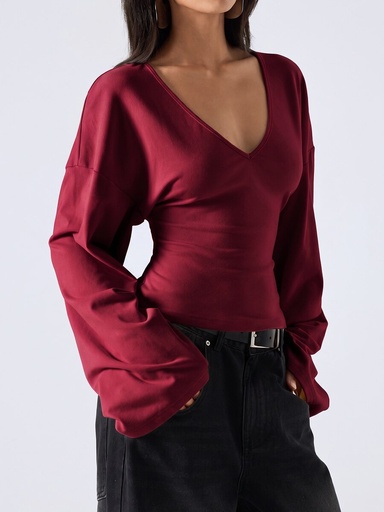 Blusa Vino de Cuello V 