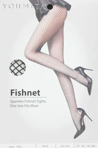 [1202-HSY-ONE-6-BLK 1202 Fishnet Tights YOUMITA] Pantimedia Red 1202 YOUMITA