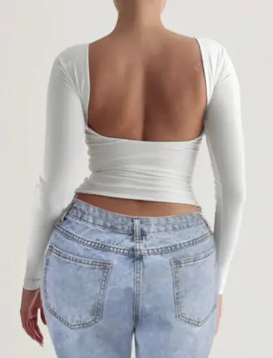 [sz2406120363402170 SHEIN] Blusa Espalda Abierta