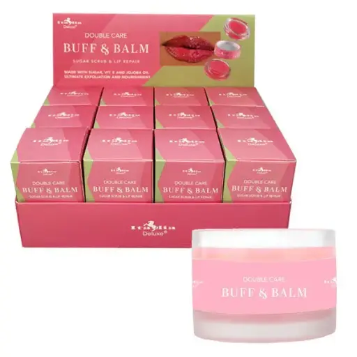 [9412B ITALIA DELUXE SUGAR SCRUB AND LIP REPAIR] Exfoliante y Balsamo de Labios BUFF AND BALM
